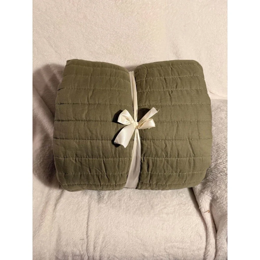 Jeremiah Brent Home 3pc King Rice Stitch Gauze Quilt Set Green